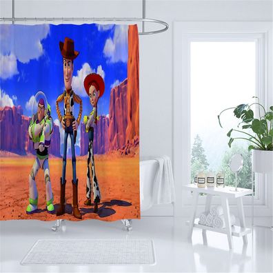 Toy Story Buzz Lightyear Duschvorhänge Woody Badezimmer Shower Curtain mit 12 Ringen
