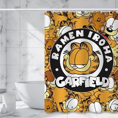 Cartoon Garfield Duschvorhänge Kawaii Badezimmer Vorhang Shower Curtain mit 12 Ringen
