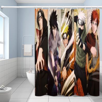 Anime Naruto 3D Duschvorhänge Kakashi SasukeBadezimmer Shower Curtain mit 12 Ringen