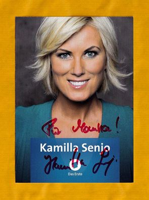 Kamilla Senjo ( Fernsehmoderatorin -Nachrichten) - persönlich sig. Autogrammkarte