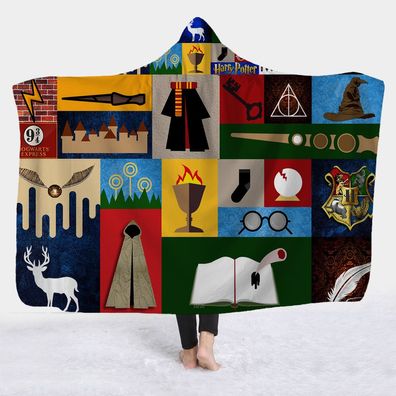 Harry Potter Decke Flanell Fleece Blanket Hogwarts Ravenclaw Kapuzeumhang Quilt