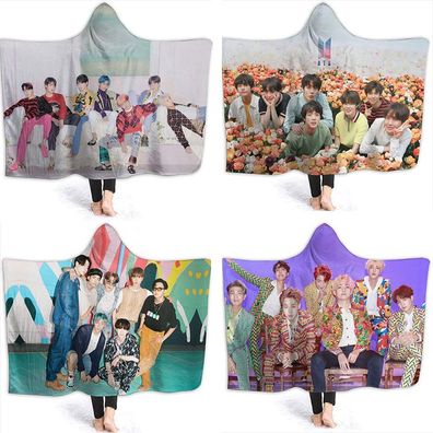 Kpop BTS Decke Flanell Fleece Blanket RM SUGA J-Hope Jimin Kapuzenumhang Nap Quilt