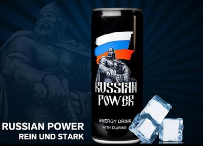 24er Russian POWER ENERGY DRINK mit 6€ Pfand, Ohne Zucker, Zero Sugar Zuckerfre