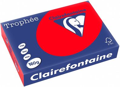 Clairefontaine Trophee Color 1004C Korallenrot 160g/ m² DIN-A4 - 250 Blatt