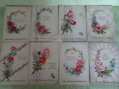 8 Postkarten AK Amag West Germany Serie 42 Verse Reime Blumen Muttertag