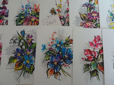 10 Postkarten AK Amag West Germany Serie 87 Blumen wie gemalt Strukturkarte geprägte