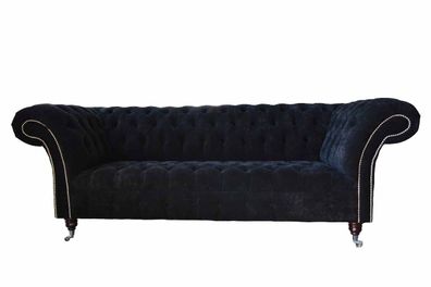 Design Sofa Couch Polster 3 Sitzer Sofas Dunkelblau Couchen Sitz Stoff Neu
