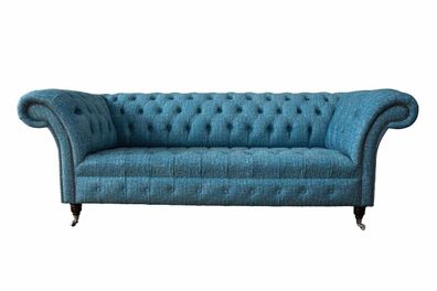 Blauer Dreisitzer Samt Couch Wohnzimmer Couchen Sofa Sitzmöbel Sofa Chesterfield