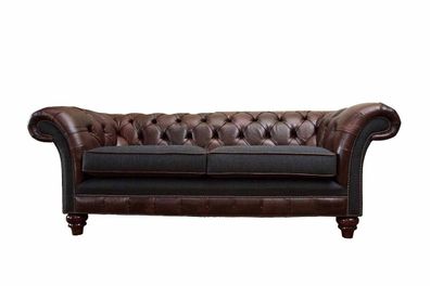 Braune Chesterfield englisch klassischer Stil Sofa Couch 3 Sitz Polster 230cm