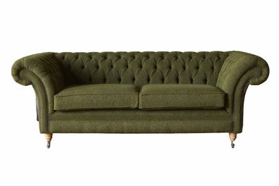 Englische Chesterfield Sofa Couch Büro Möbel Dreisitz Samt 230cm Grüne