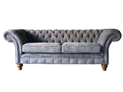Chesterfield 3 Sitzer Couch Polster Sitz Textil Stoff Couchen Sofa Neu