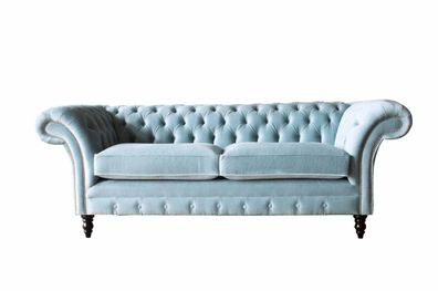 Chesterfield 3 Sitzer Polster Couch Sofa Textil Art Deco Stil Stoff Neu