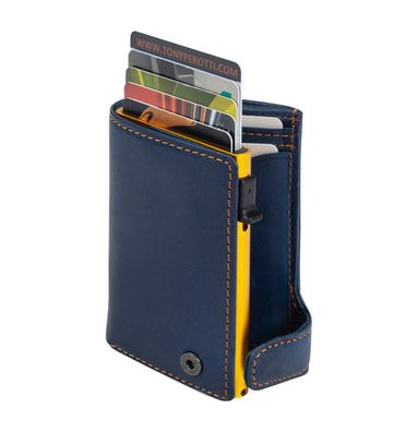 Mini Geldbörse mit Münzfach TONY Perotti Vegetale Minibörse Blau Gelb RFID