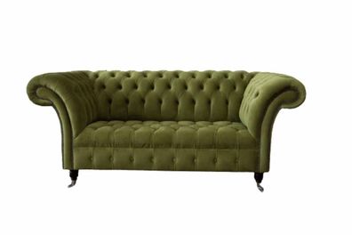 Sofa 2 Sitzer Couch Polster Sofa Stoff Chesterfield Couchen Grün Neu