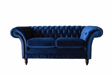 Chesterfield Büro Sitzmöbel Einrichtung Sofa Couch 2 Sitz Textil Blaue