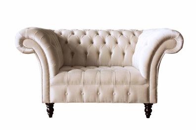 Couch Polster Sofa Textil Chesterfield Couchen 1,5 Sitzer Einsitzer Beige