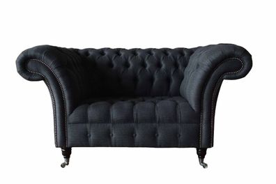 Couch Polster Sofa Textil Chesterfield Couchen 1,5 Sitzer Einsitzer Grau