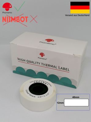 Original Phomemo D30 12 * 40mm Thermopapier Thermoetikett Thermal Label Rolle