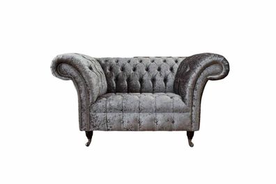 Chesterfield Sessel Design Polster Sofa Couch Chesterfield Textil Silber