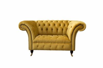 Chesterfield Gelb Sessel Couch Polster Luxus Textil Design Couchen Neu