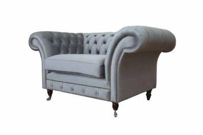 Chesterfield Sessel Textil Sofa Stoff Couch Sofas Couchen Lounge Grau