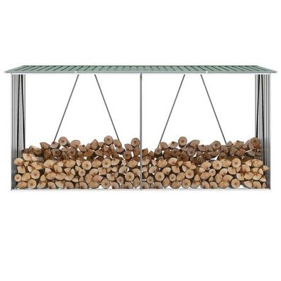 Brennholzlager Verzinkter Stahl 330x84x152 cm Grün