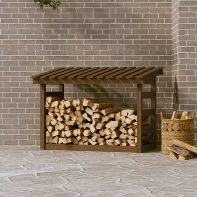 Kaminholzregal Honigbraun 108x64,5x78 cm Massivholz Kiefer