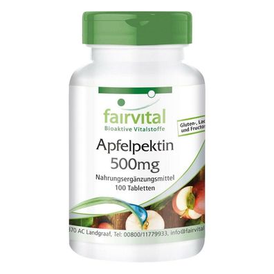 Apfelpektin 500mg, 100 Tabletten mit Calcium und Vitamin C fairvital