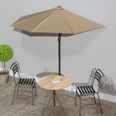 vidaXL Balkon-Sonnenschirm mit Alu-Mast Taupe 270x144 cm Halbrund