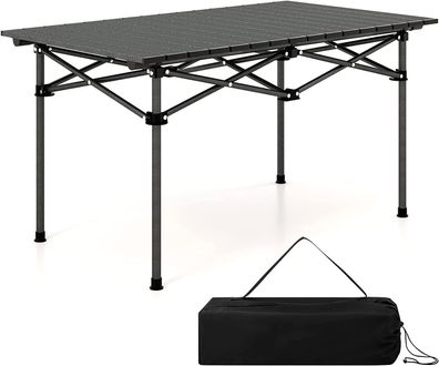 Campingtisch faltbar, Falttisch mit aufrollbarer Tischplatte, Klapptisch Gartentisch