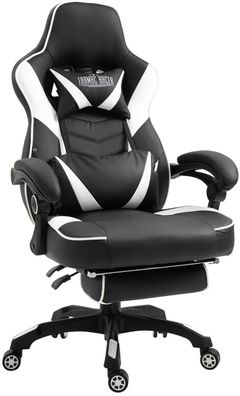 Gaming Stuhl schwarz/ weiß 136 kg belastbar Kunstleder Bürostuhl Gamer Zocker NEU