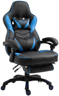 Gaming Stuhl schwarz/ blau 136 kg belastbar Kunstleder Bürostuhl Gamer Zocker NEU