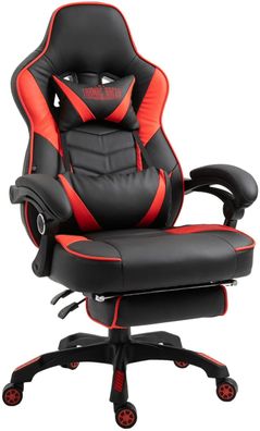 Gaming Stuhl schwarz/ rot 136kg belastbar Kunstleder Bürostuhl Gamer Zocker Stuhl