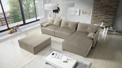 FURNIX Polstersofa in L-Form ELONE SYSTEM 2 Couch mit Sitzbank RL04 Beige