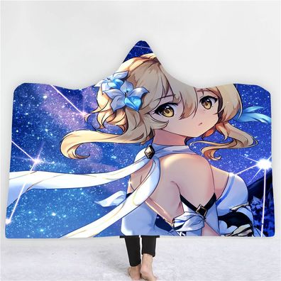 Anime Genshin Impact Decke Flanell Fleece Blanket Lumine Xiao Kapuzenumhang Nap Quilt