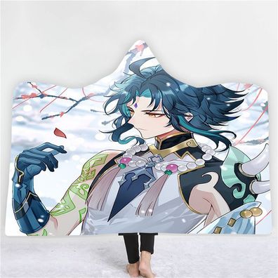 Genshin Impact Decke Flanell Fleece Blanket Kaedehara Kazuha Kapuzenumhang Nap Quilt