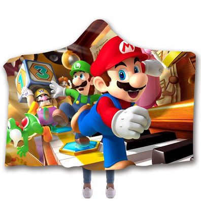 Anime Mario Decke Flanell Fleece Blanket Mario Luigi Yoshi Kapuzenumhang Nap Quilt