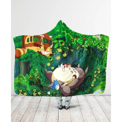 My Neighbor Totoro Serie Decke Flanell Fleece Blanket Druck Kapuzenumhang Nap Quilt
