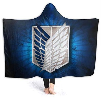 Anime Attack on Titan Decke Flanell Fleece Blanket Eren Levi Kapuzen Umhang Nap Quilt