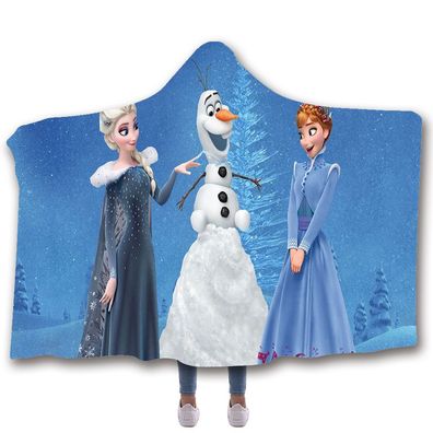 Cartoon Frozen II Decke Flanell Fleece Blanket Elsa Anna Olaf Kapuzenumhang Nap Quilt