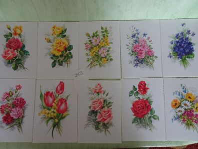 alte Postkarte ilo West Germany Sort 767 Strukturkarte Blumen wie gemalt -neutral