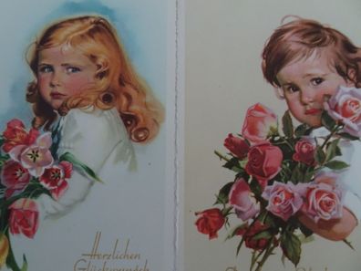alte Postkarte ilo West Germany Sort 616 616 JM zum Geburtstag Kinderportraits