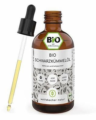 Bio Schwarzkümmelöl für Hunde (100ml] kaltgepresst aus Tropfflasche