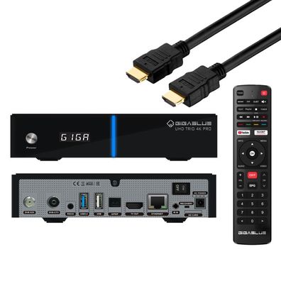 GigaBlue UHD Trio 4K PRO E2 Linux Receiver 1x DVB-S2X, 1x DVB-C/ T2, 1200Mbps WiFi