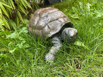Gartenfigur Schildkröte massiv groß handgefertigt Dekofigur Garten 34cm Lang