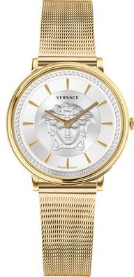 Versace VE8102319 V-Circle Lady weiss gold Edelstahl Armband Uhr Damen NEU