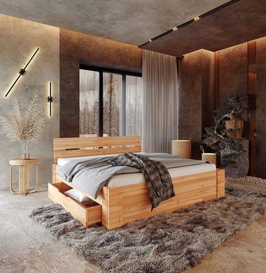 Krok Wood Bett ELSA Buche massivholz geölt mit Schublade Einzelbett Doppelbett