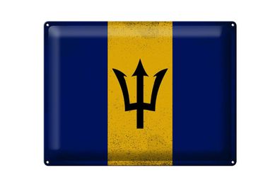 Blechschild Flagge Barbados 40x30 cm Flag Barbados Vintage Deko Schild tin sign