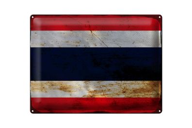 Blechschild Flagge Thailand 40x30 cm Flag of Thailand Rost Deko Schild tin sign