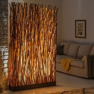 XL Design Stehlampe PALU Longang-Holz handgefertigt mit LED-Beleuchtung 180cm